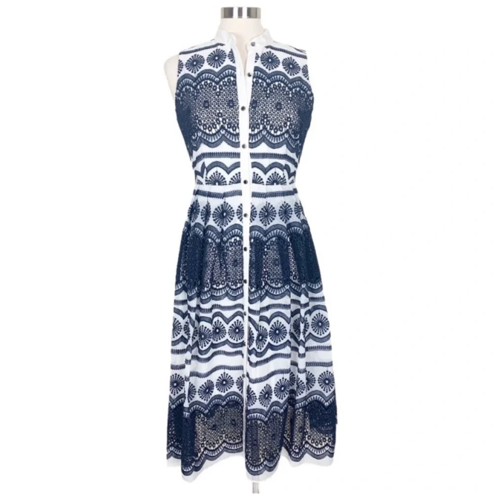 Katherine Kelly Navy lace and white dress size 4 - Picture 1 of 9
